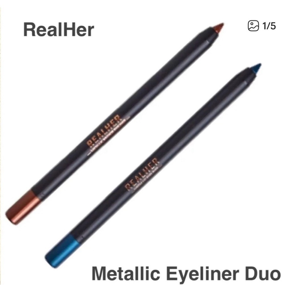RealHer Metallic Eyeliner Duo and Velvet Tint Set - Black and Pink and Natural